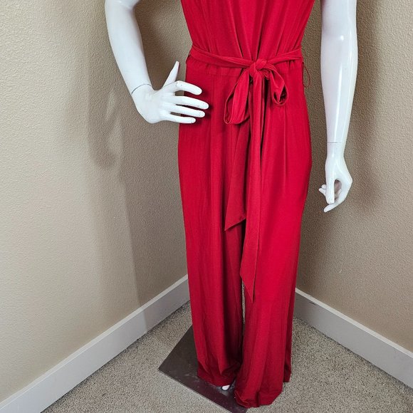 Lauren Ralph Lauren Essential Red Sleeveless Belted Jumpsuit~NWT~Size 10 - Picture 2 of 10